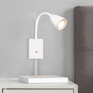 Applique murale moderne blanche, Joanne, avec interrupteur