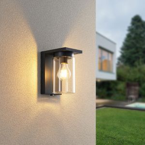 Applique extérieur avec capteur crépusculaire moderne noire, Yves, IP44