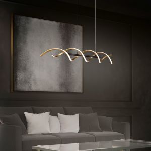 Suspension table à manger design laiton, Sylvian, 45W, blanc chaud à froid réglable LED, gradable en 3 étapes