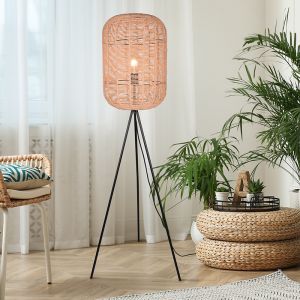 Lampadaire trépied moderne noir, Elham, avec interrupteur