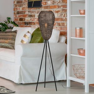 Lampadaire rustique laiton, Mohcine, avec interrupteur