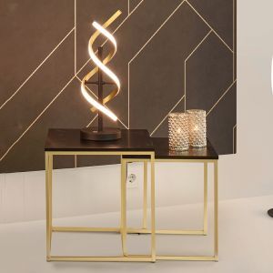 Lampe de table design laiton, Sylvian, 20W, blanc chaud à froid réglable LED, avec variateur tactile