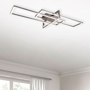 Lampe plafond moderne nickel, Hatun, 34W, 3000K LED