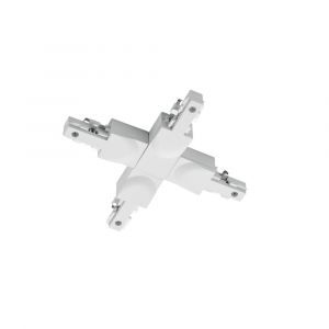 Connecteur croisé pour éclairage sur rail biphasé, plastique, blanc