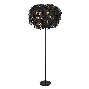 Lampadaire rétro noir, Urwa, avec interrupteur