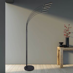 Lampadaire moderne noir, Ekram, 3,5W, 3000K LED, avec interrupteur