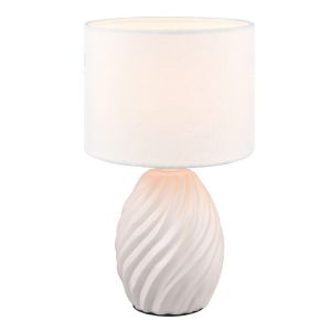 Lampe de table rétro blanche, Roeland, avec interrupteur