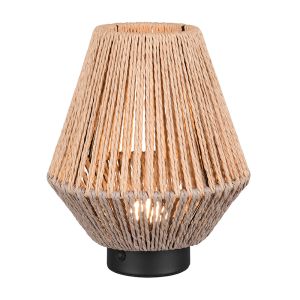 Lampe de table rechargeable en papier marronne, Isaura, 1,5W, 3000K LED, gradable en 3 étapes
