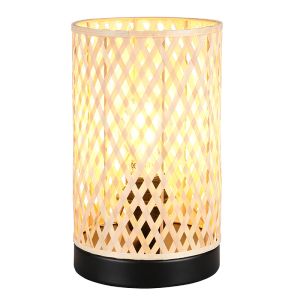 Lampe de table en rotin marronne, Laut, avec interrupteur