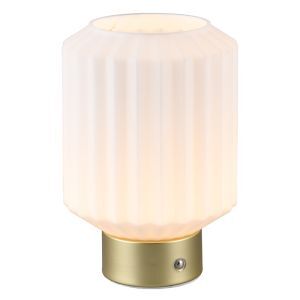 Lampe de table rechargeable rétro laiton, Tamer, 2W, 3000K LED, avec variateur tactile