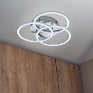 Lampe plafond moderne nickel, Kobus, 27W, blanc chaud à froid réglable LED, avec télécommande
