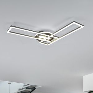 Lampe plafond moderne nickel, Jadon, 30W, blanc chaud à froid réglable LED