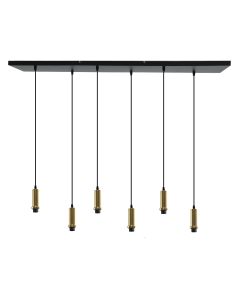 Suspension sans abat-jour dorée en aluminium, Rika