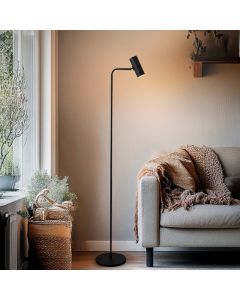 Lampadaire noir moderne, Carlos, avec interrupteur