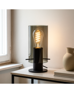 Lampe de table grise design, Dilaram, avec interrupteur