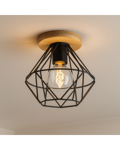 Lampe plafond en bois marronne, Jochem