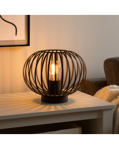 Lampe de table noire industrielle, Lieve, avec interrupteur
