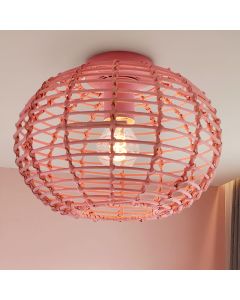 Plafonnier en rotin rose, Roza