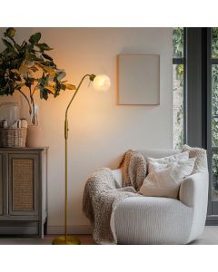 Lampadaire blanc design, Ayleen, avec interrupteur