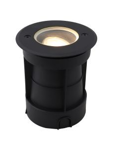 Spot encastré extérieur noir en aluminium, Catamarca, IP65, faisceau lumineux orientable