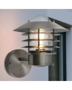 Applique extérieur avec capteur crépusculaire argentée en acier inoxydable, Felice, IP44