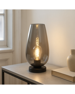 Lampe de table grise design, Andy, avec interrupteur