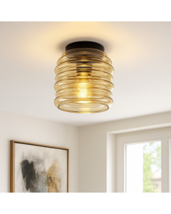 Plafonnier ambre en verre, Karen