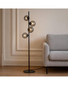 Lampadaire gris design, Remo, avec interrupteur