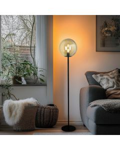 Lampadaire ambre design, Dolf, avec interrupteur