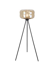 Lampadaire ambre rétro, Sean, avec interrupteur