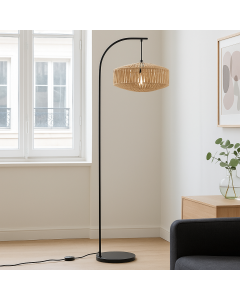 Lampadaire marron rustique, Selena, avec interrupteur