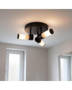 Plafonnier salle de bain noir moderne, Callum, IP44