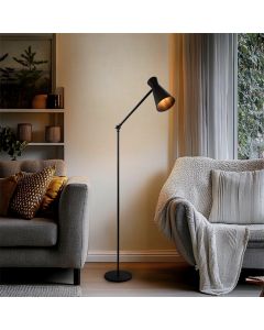 Lampadaire noir moderne, Steve, avec interrupteur