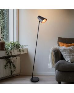 Lampadaire noir moderne, Taro, avec interrupteur