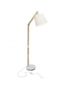 Lampadaire en bois marron, Julia, avec interrupteur