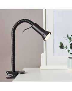 Spot à pince noir en plastique, Kalina, avec interrupteur