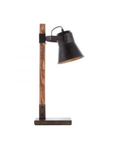 Lampe de table en bois marronne, Audrey, avec interrupteur