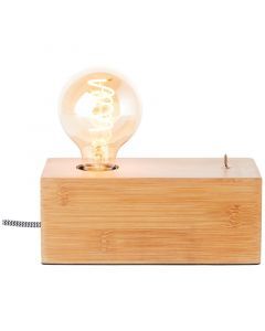 Lampe de table en bois marronne, Jacobine, avec interrupteur