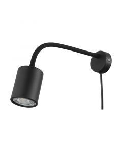 Spot plafond noir en acier, Samiha, avec interrupteur