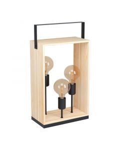 Lampe de table en bois noire, Olaf, avec interrupteur