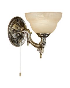 Applique murale bronze en verre, Eugine, avec interrupteur à tirette