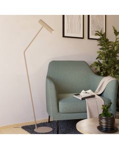 Lampadaire beige en acier, Vahid, avec interrupteur