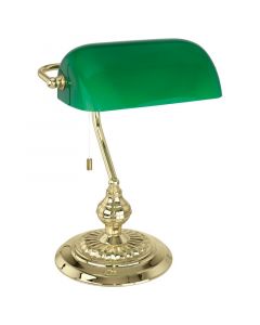 Lampe de table laiton en verre, Lugco, avec interrupteur à tirette