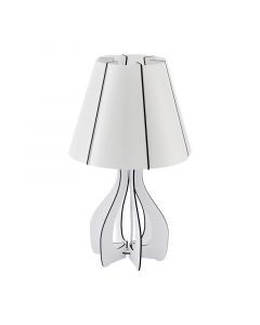 Lampe de table blanche en bois, Bergama, avec interrupteur
