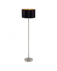 Lampadaire doré en tissu, Terme, avec interrupteur