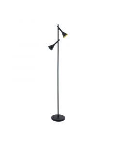 Lampadaire doré en acier, Marielle, avec interrupteur