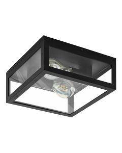 Plafonnier salle de bain noir en verre, Amadou, IP44
