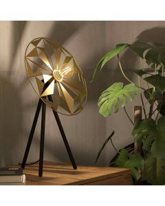 Lampe de table dorée en aluminium, Thiemen, avec interrupteur