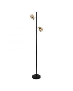 Lampadaire doré industriel, Emado, avec interrupteur