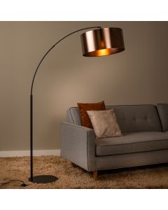 Lampadaire à arc moderne couleur rouille, Rankos, avec interrupteur